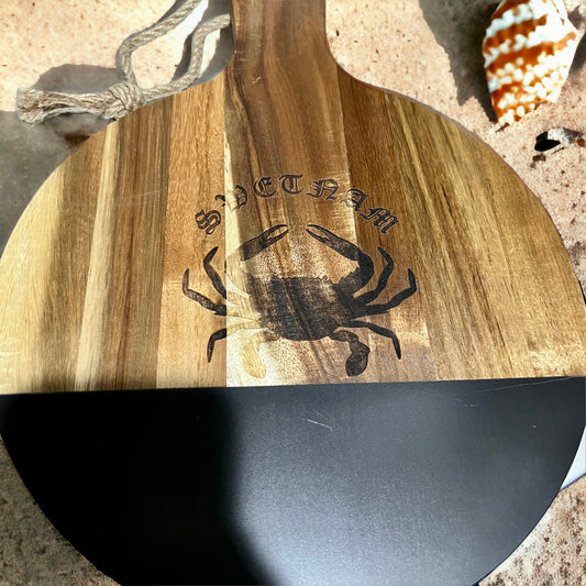 Black Slate Round Wood Serving Board